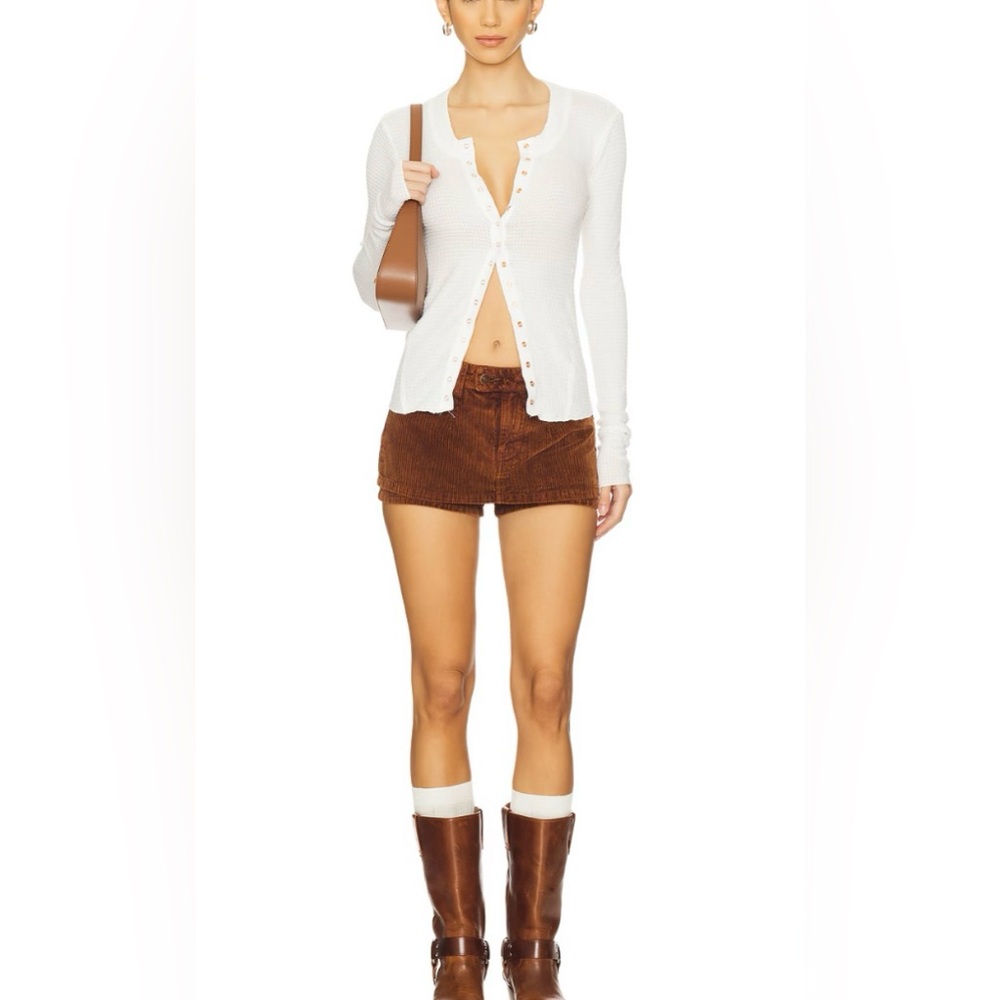 Free People We The Free Chocolate Truffle Galavanting Cord Skort
